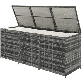 PE Resin Woven Outdoor Storage Chest with Liner for Patio Cushions Toys Tools Gray