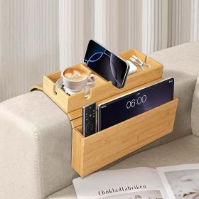 MinBoo Sofa Arm Tray Bamboo with Side Storage Pocket Couch Arm Table Cup Holder Absorbent Pad Foldable Portable Sofa Arm Chair Table for Drink Cu