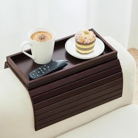 Bamboo Sofa Arm Tray, Foldable Couch Arm Tray Side Table, Anti-Falling Armrest Tables Cup Holder for Snacks, Drinks, Beers, Phone, Control