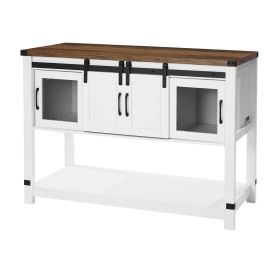 VEVOR Coffee Bar Cabinet, 47.3 x 15.7 x 32.7 in Farmhouse Coffee Bar Cabinet with 4-Tier Storage, Coffee Bar Table with Barn Doors