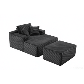 47" Modern Corduroy Upholstered Accent Sofa Chair with Ottoman, Single-Seat Lounge Sofa for Small Spaces, No Assembly Required (Color: Dark Gray-with Ottoman, Orientation: 1-seater)