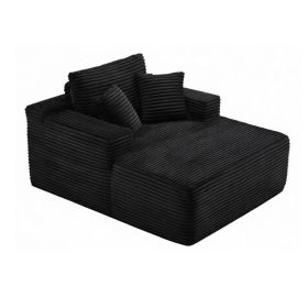 47" Modern Corduroy Upholstered Accent Sofa Chair, Single-Seat Lounge Sofa for Small Spaces, No Assembly Required (Color: Black-with Standard, Orientation: 1-seater)