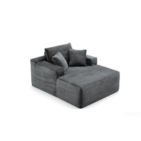 47" Modern Corduroy Upholstered Accent Sofa Chair, Single-Seat Lounge Sofa for Small Spaces, No Assembly Required (Color: Dark Gray-with Standard, Orientation: 1-seater)