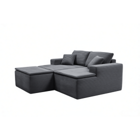 47" Modern Corduroy Upholstered Accent Sofa Chair with Seat Cushion & Ottoman, Single-Seat Lounge Sofa for Small Spaces, No Assembly Required (Color: Dark Gray-with Seat Cushion & Ottoman, Orientation: 2-seater)