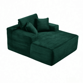 47" Modern Corduroy Upholstered Accent Sofa Chair, Single-Seat Lounge Sofa for Small Spaces, No Assembly Required (Color: Green-with Standard, Orientation: 1-seater)