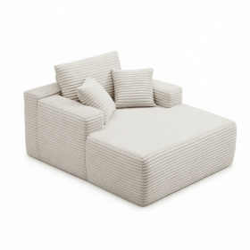 47" Modern Corduroy Upholstered Accent Sofa Chair, Single-Seat Lounge Sofa for Small Spaces, No Assembly Required (Color: Beige-with Standard, Orientation: 1-seater)