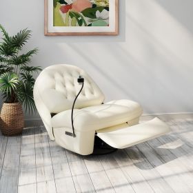 PPL Power Swivel Rocker Recliner Chair, Oversized Recliner Single Sofa Seat with Button Control, USB & Type-C Ports, Phone Holder, for Living Roo (Color: White)