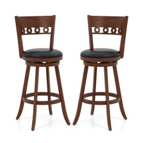 Set of 2 Swivel Bar Stools with Rubber Wood Frame (size: 30.5 inches)